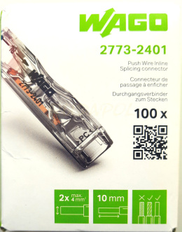 WAGO 2773-2401 Szybkozłączka przelotowa 2x0,75-4mm2 /100szt./