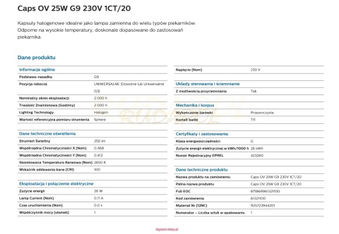 EcoHalo Capsule 26W G9 230V do piekarnika