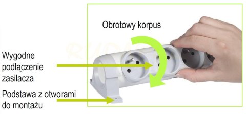 PRZEDŁUŻACZ OBROTOWY 4XGN bez przewodu (50077)