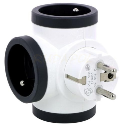 Rozgałęźnik OBROTOWY biały/grafitowy (049436)