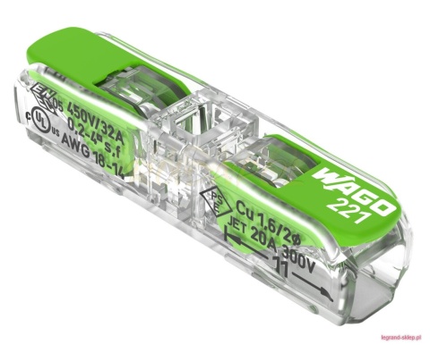 Szybkozłączka 2x0,2-4mm2 Green Range (op 10szt.)