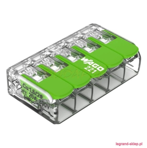 Szybkozłączka 5x0,2-4mm2 Green Range (221-425)