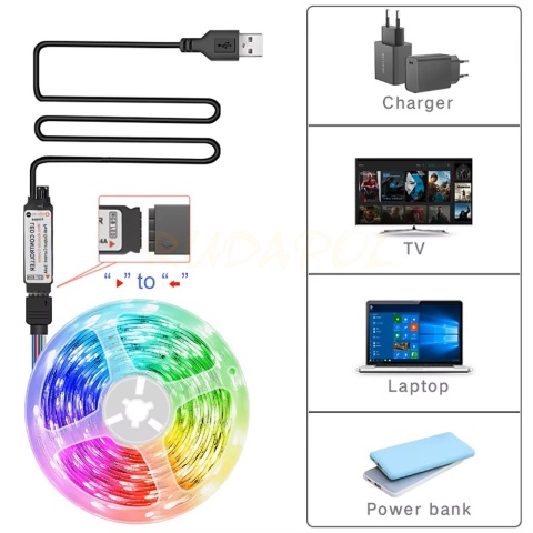Taśma świetlna LED z 44-klawiszowym pilotem 3m