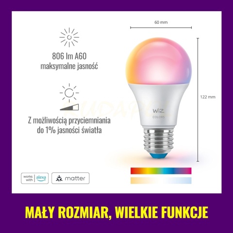 Żarówka LED 8,5W E27 RGB świeci 60W kpl - 4 szt.